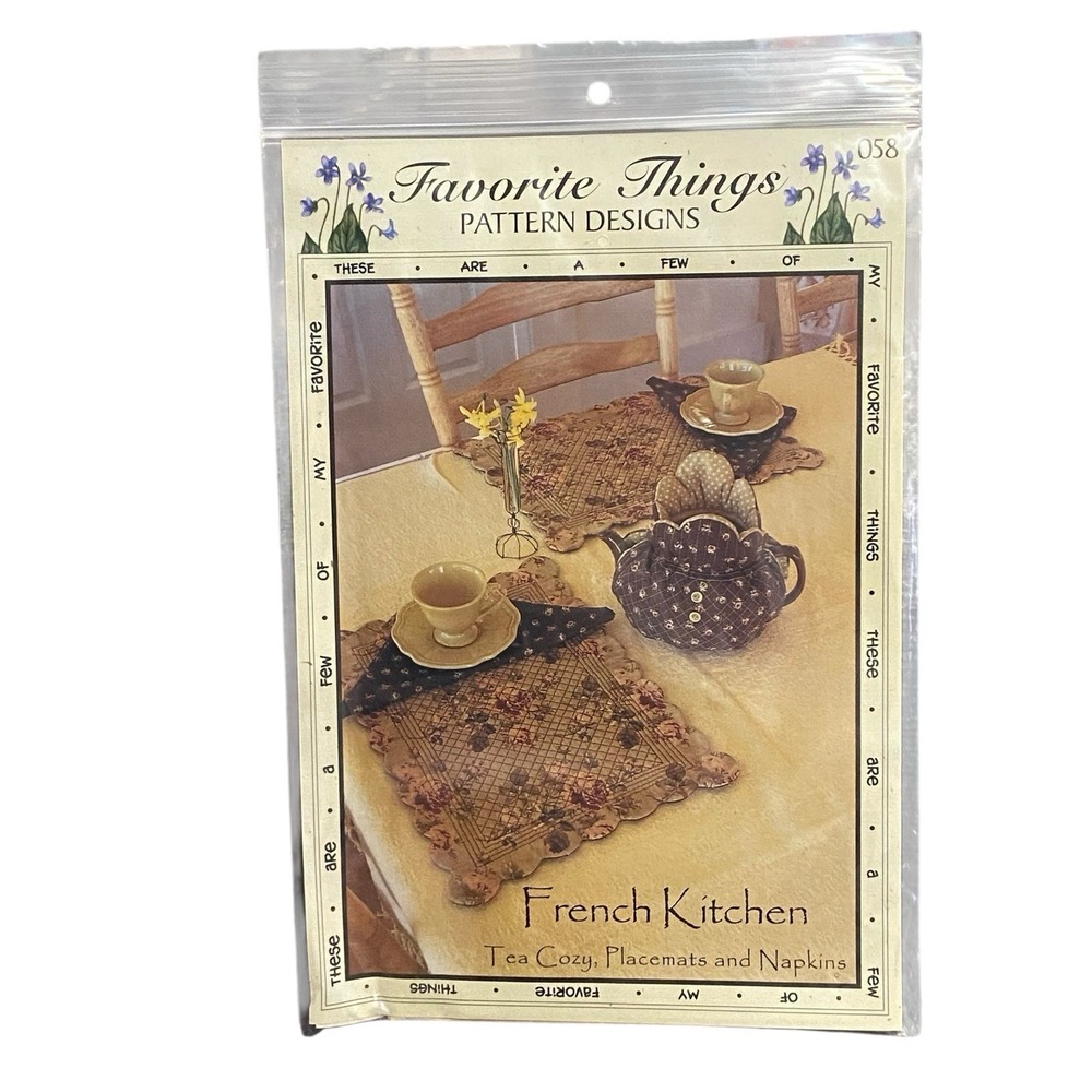 Favorite Things 058‎ Sewing Pattern French Kitchen Tea Cozy Placemats Napkins